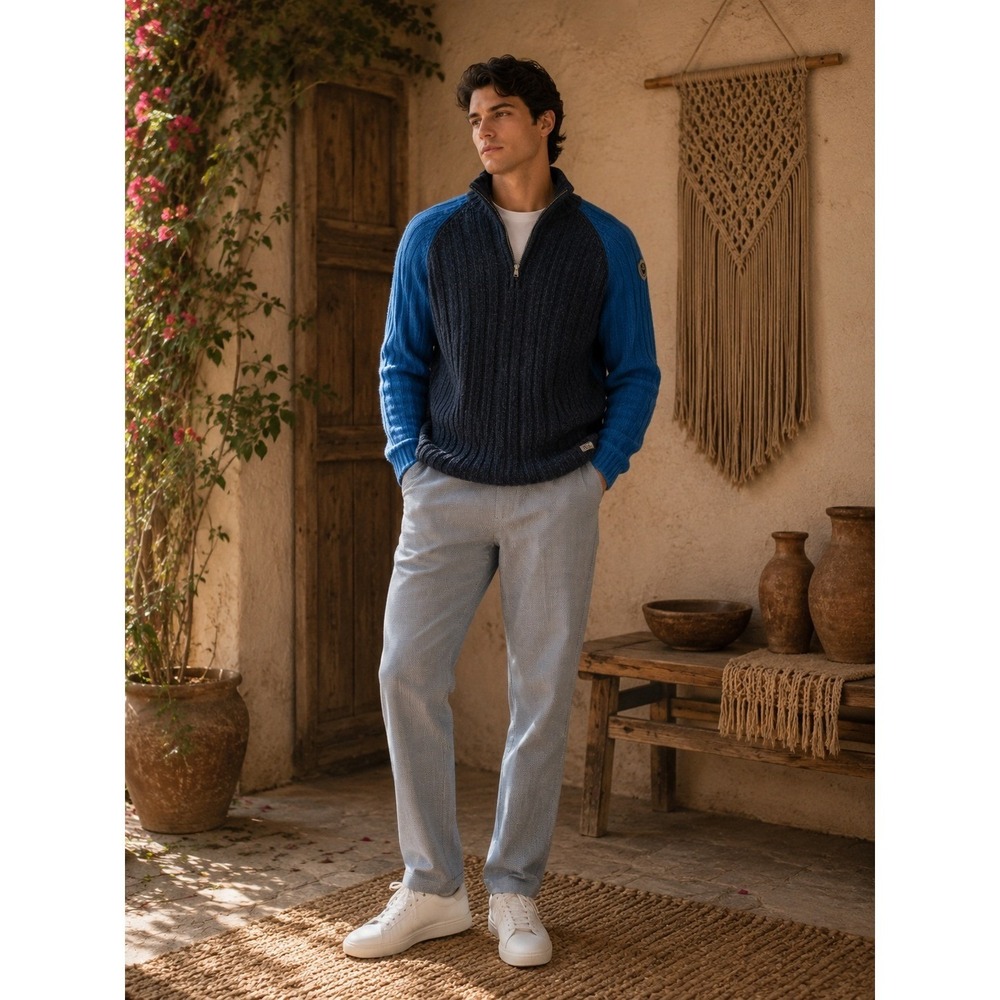 Merrell Sweater Mens Medium Blue Quarter Zip Gorpcore‎ Cabin Outdoorsy